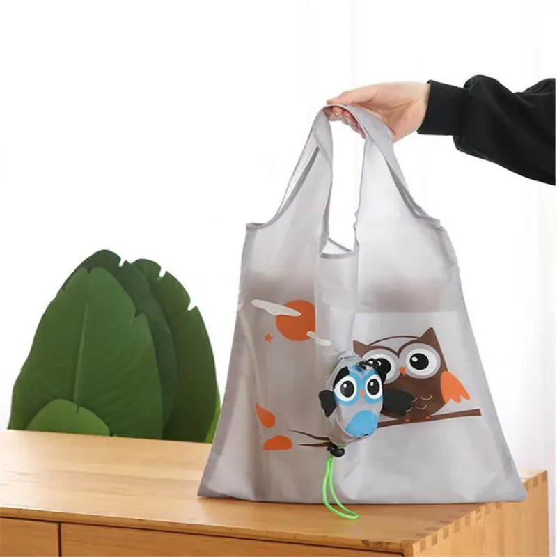 sac de courses pliable en forme de hibou, fourre-tout réutilisable, sac à bandoulière de voyage portable, sacs de rangement pliants, organisateur de maison