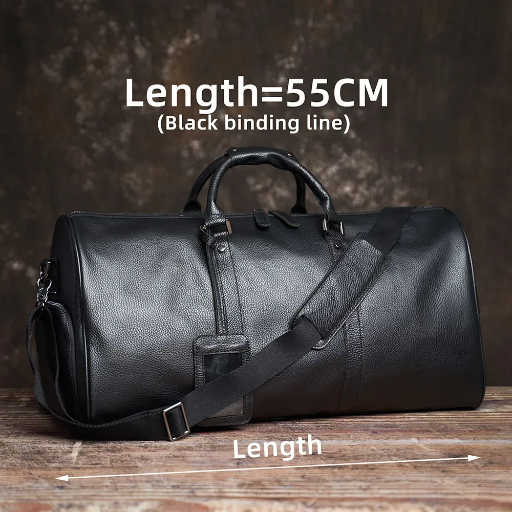 nupugoo – sac de voyage en cuir véritable pour hommes, bagage à main décontracté de grande capacité, pochette à épaule pour ordinateur portable 17 pouces