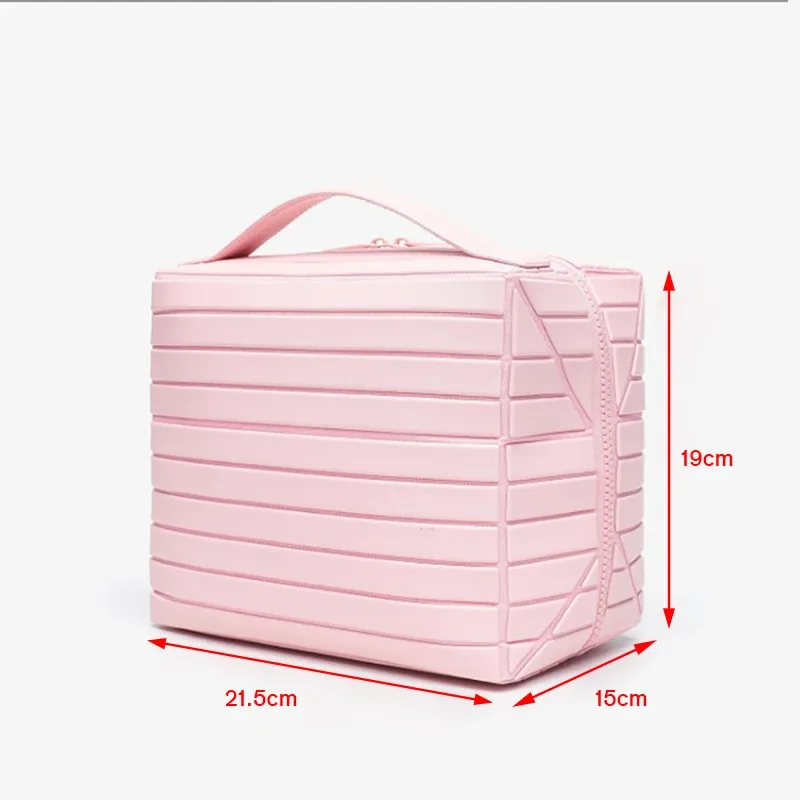 sac de rangement en pvc rayé grande capacité, trousse de toilette de voyage, organiseur de cosmétiques, pochette de maquillage portable pour femmes, sac à main de salle de bain