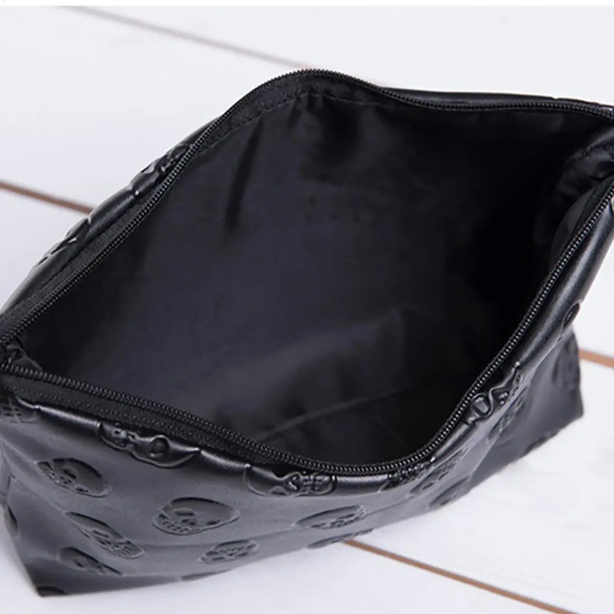 sac à cosmétiques en cuir pu imperméable, 1 pièce, sac de rangement pour maquillage, organisateur de voyage pour cosmétiques, trousse de toilette, noir