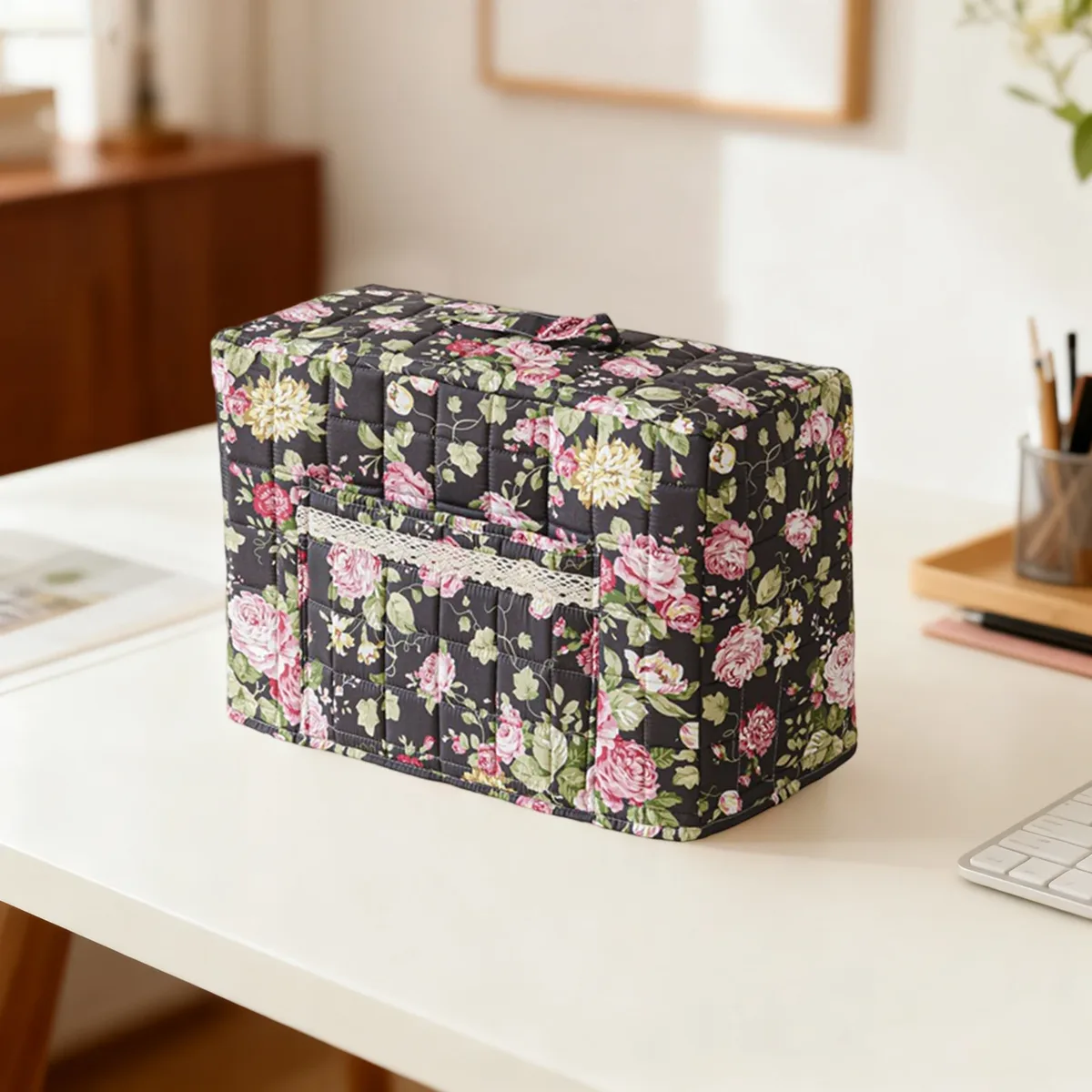sac de couture multifonctionnel à motif floral, grande capacité, pour femmes, organiseur de mode, sacs à main portables pour dames, étuis à maquillage