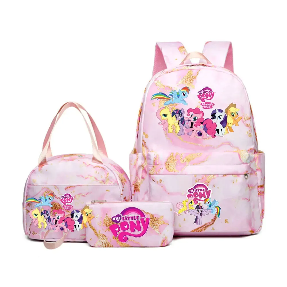 sac à dos my little pony, ensemble de 3 pièces, sac d'école pour étudiants, trousse à crayons, sac à dos de voyage pour adolescents, sac à dos décontracté pour ordinateur portable, mochilas