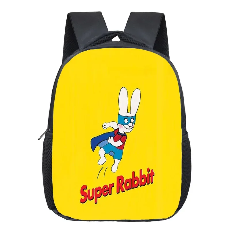 sac à dos scolaire simon super rabbit pour garçons et filles, motif dessin animé amusant, sac à dos enfant, sac à dos anime, sac à dos imprimé 3d, mochila