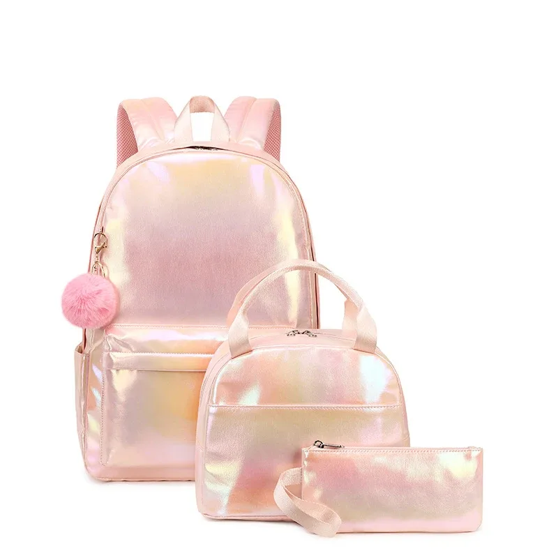 sac d'école étanche pour enfant et adolescente, interrupteur sac à dos avec déjeuner et trousse à crayons, ensemble de 3 pièces