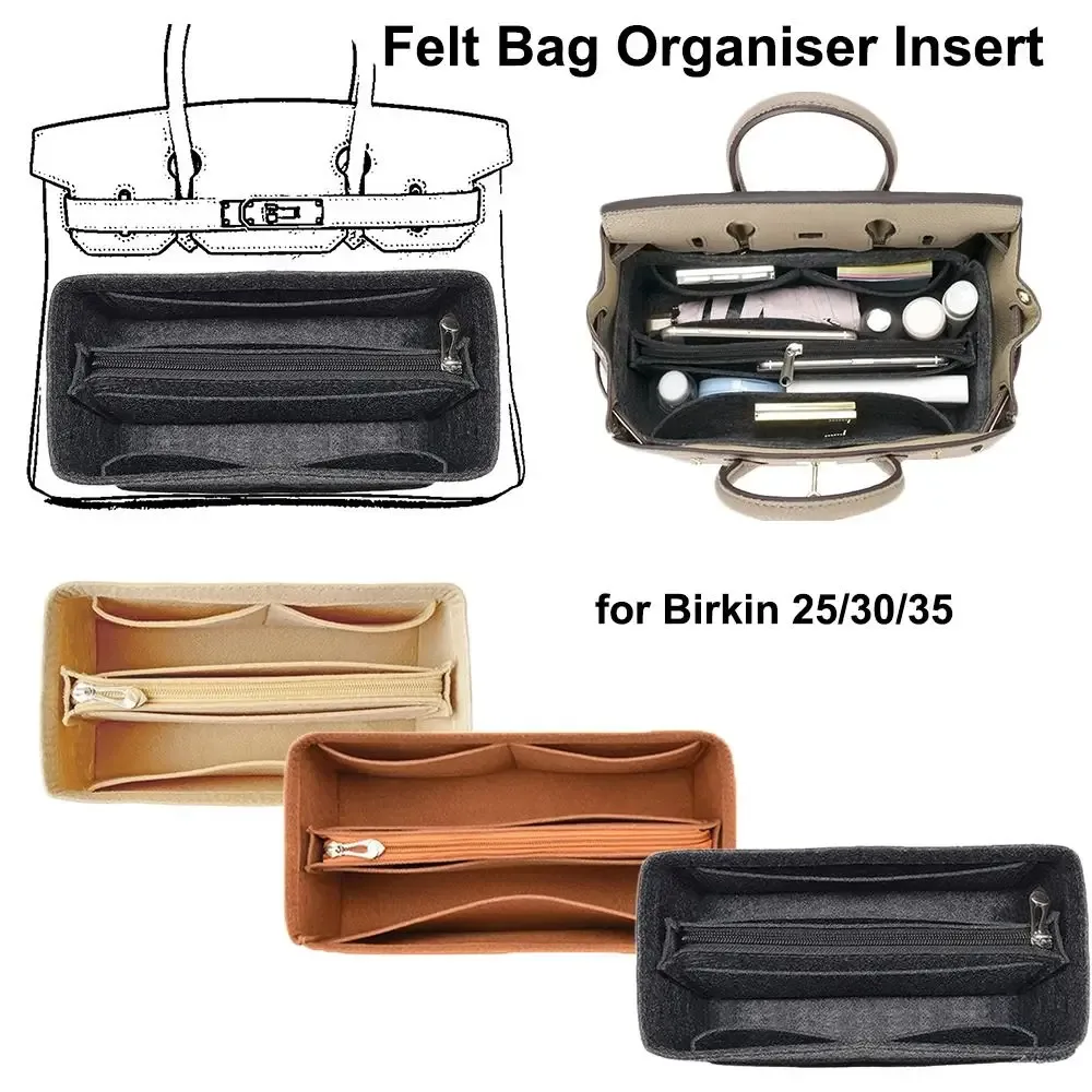 Organisateur de sac multi-poches pour Birkin25/30/35, sac intérieur, sac de rangement, sac à main en feutre, sac d'insertion, sac de doublure