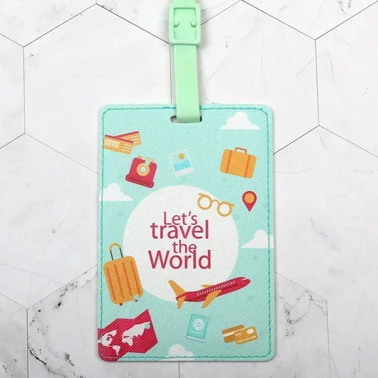 porte-adresse d'identification de valise en pu, étiquette d'embarquement de bagages, étiquette portable créative de voyage, accessoires de voyage de haute qualité, étiquette de bagage