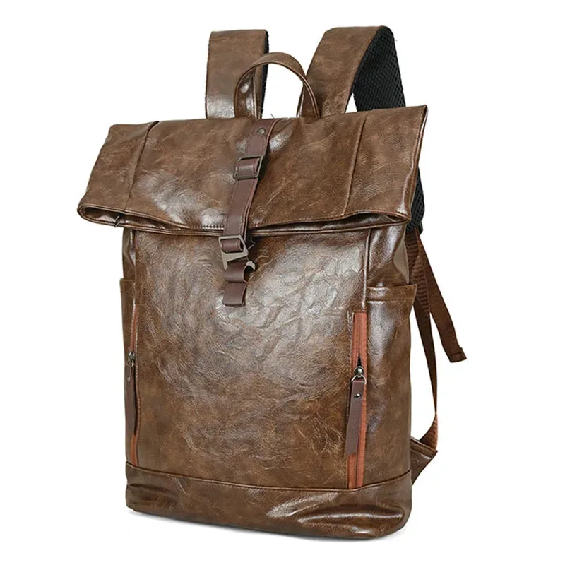 sac à dos en pu pour hommes, grande capacité, voyage en plein air, déplacements, camping, randonnée, sac à bandoulière, voyage d'affaires, ordinateur portable, collège, cartable