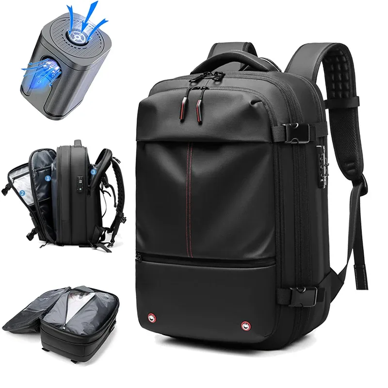 sac à dos de voyage pour homme 17 pouces, sac à dos à compression sous vide, sac à dos d'affaires grande capacité, sac à dos scolaire extensible, sac à dos d'extérieur