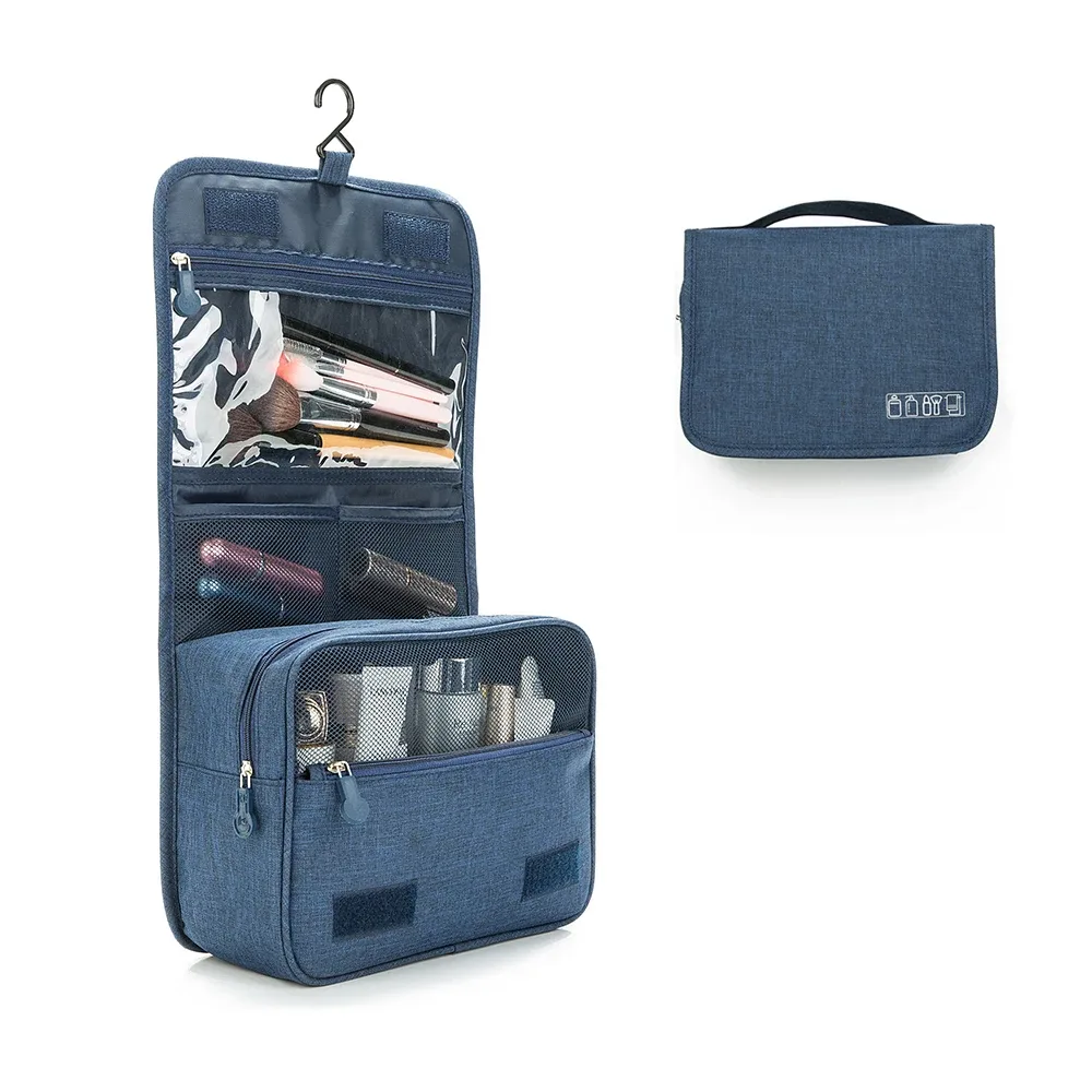 sac à cosmétiques de voyage portable, trousse de toilette étanche de grande capacité avec crochet de suspension pour hommes et femmes, sac de rangement de salle de bain