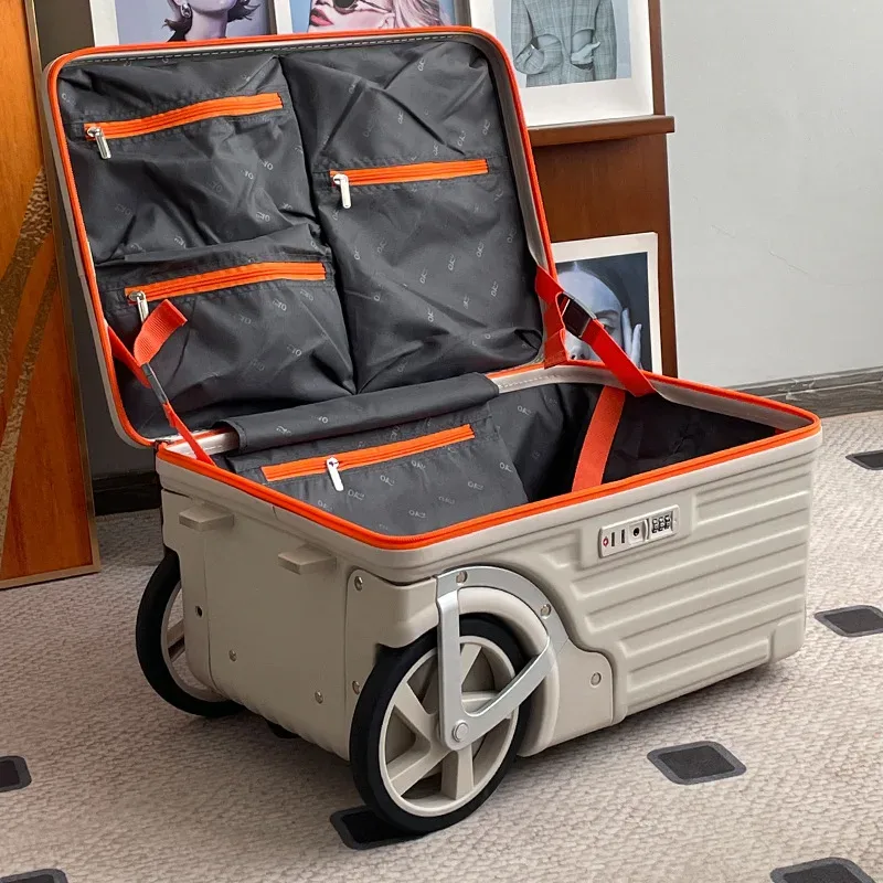 compartiment à bagages à ouverture latérale avec roues surdimensionnées, valise de voyage grande capacité, val