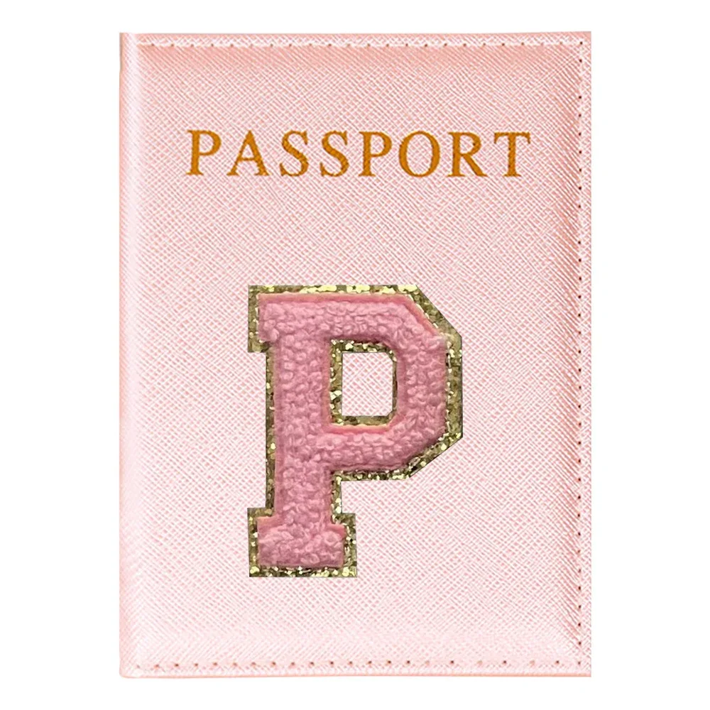 porte-passeport série lettres roses plan aérien accessoires de voyage couverture d'identité portable carte bancaire passeport affaires portefeuille en polyuréthane