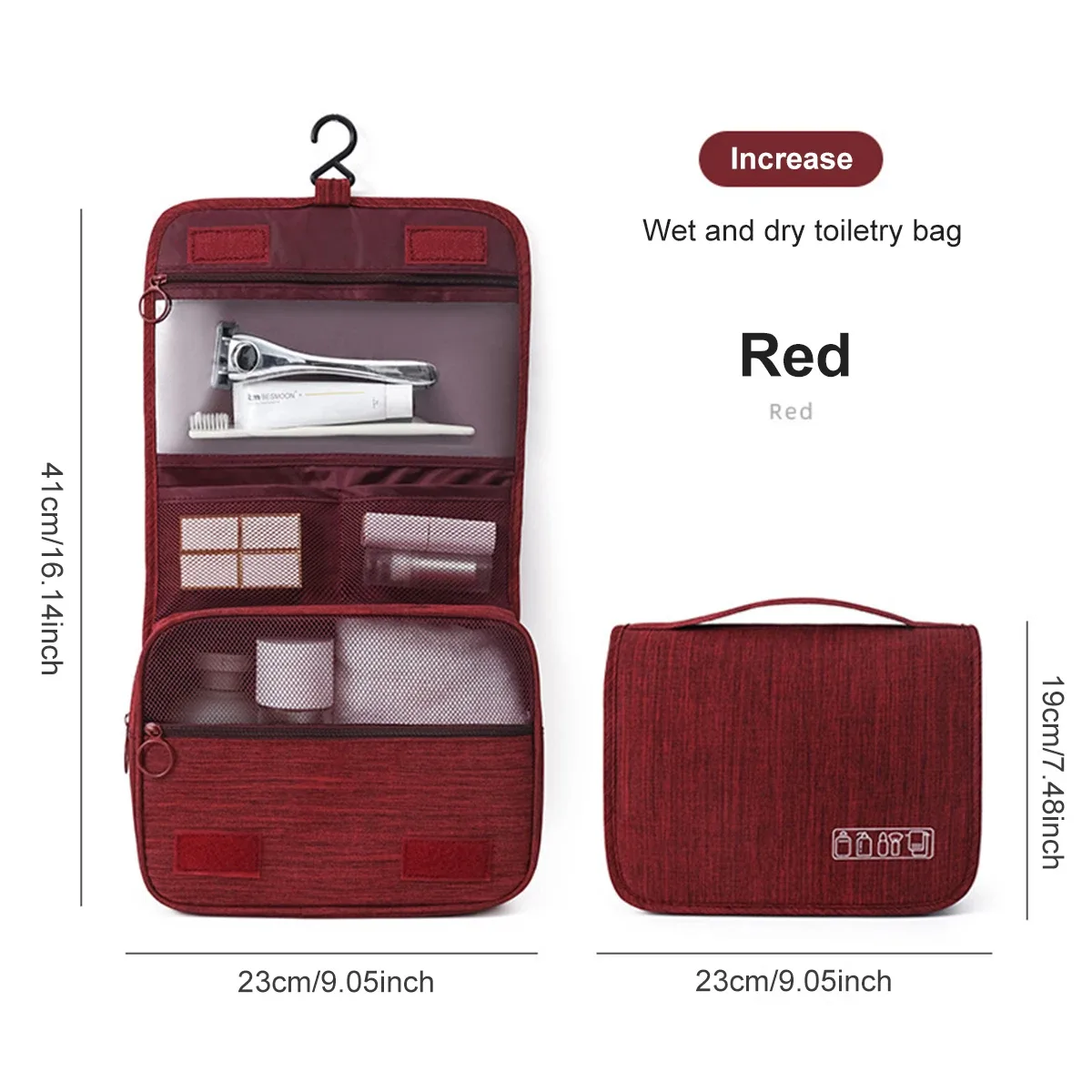 trousse de toilette de voyage de grande capacité, sac à cosmétiques portable multifonctionnel avec crochet, sac de rangement, sac de rangement de voyage pour hommes