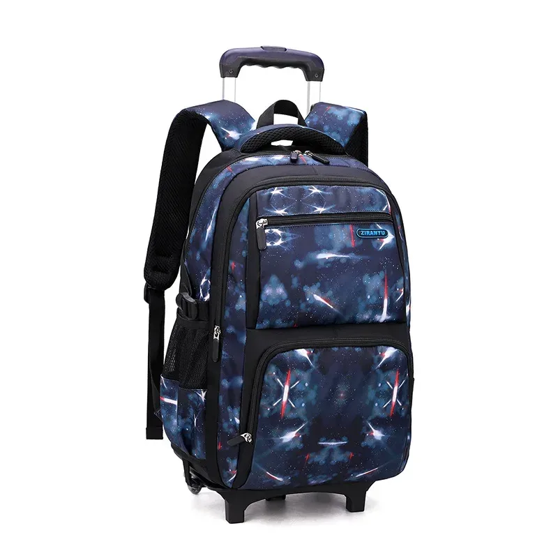 sac d'école enfants sac à dos roulant pour garçon sac à dos à roulettes sac d'école avec roues chariot bookbag bagage à main avec sac à déjeuner