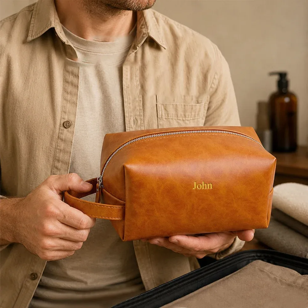 trousse de toilette pour homme personnalisable avec nom, sac de rangement portable pour les soins de la peau, sac de rangement multifonctionnel pour le maquillage