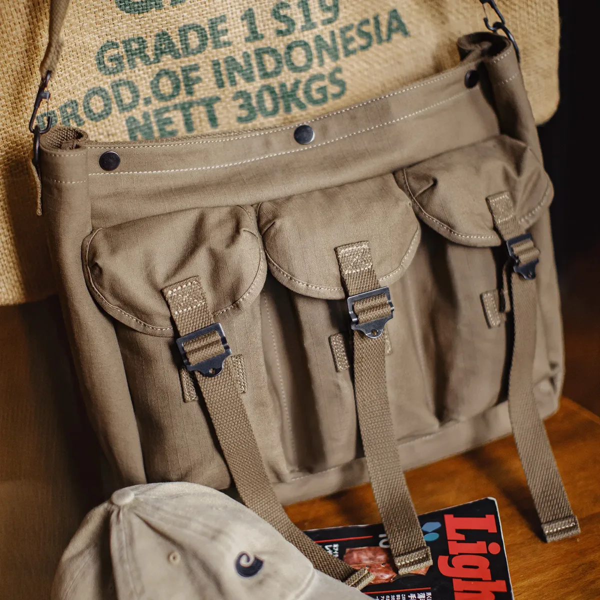 maden vintage extérieur sac à bandoulière hommes grande capacité épaule messager fourre-tout voyage décontracté sac de tous les jours
