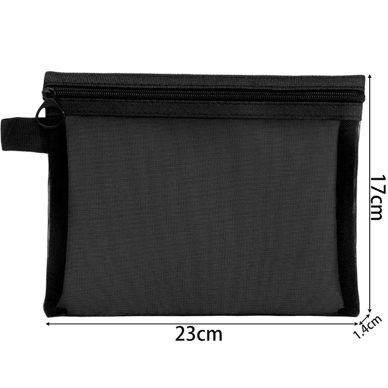 sacs cosmétiques en maille transparente, petits et grands, noirs, trousse de maquillage portable, organiseur de voyage, pochette de rangement pour rouge à lèvres, 1/3 pièces