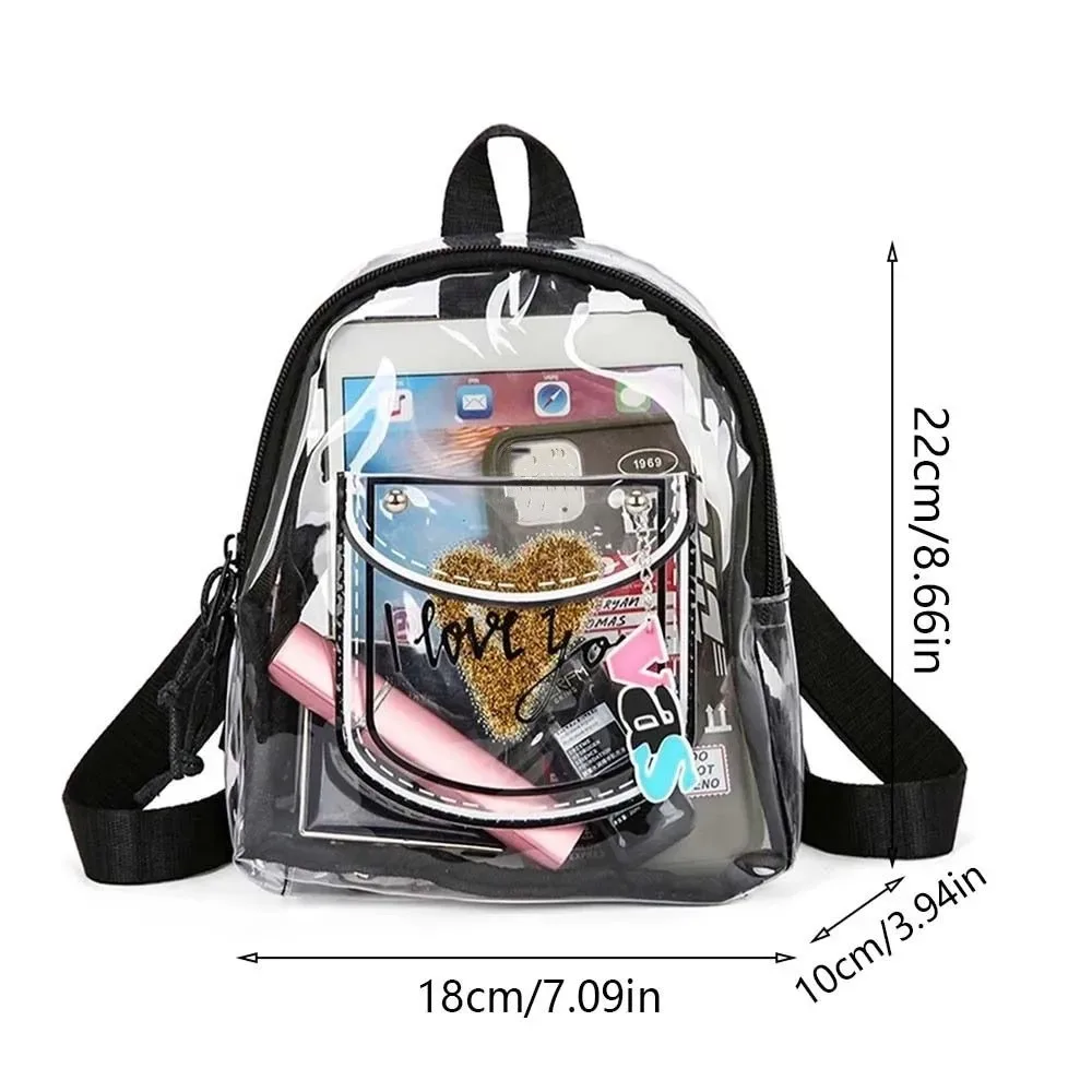 sac à dos transparent en pvc simple, style coréen, grande capacité, sac tendance en jelly, sac à bandoulière en forme de cœur, sacs de shopping pour filles