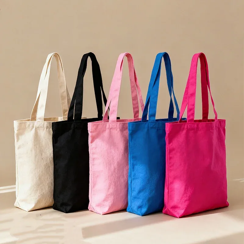 sac fourre-tout vierge en toile de coton souple pour emballage cadeau, création artistique étudiante et articles de magasin
