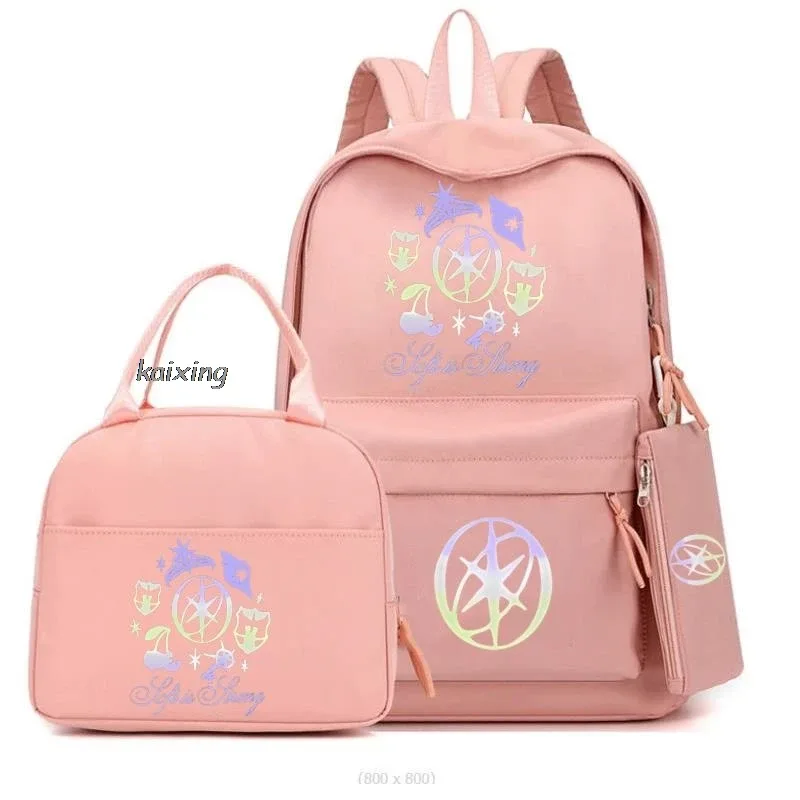 3 pièces/ensemble chaud katseye drôle impression sacs à dos fourre-tout et pochette grande capacité léger et respirant sac à dos extérieur
