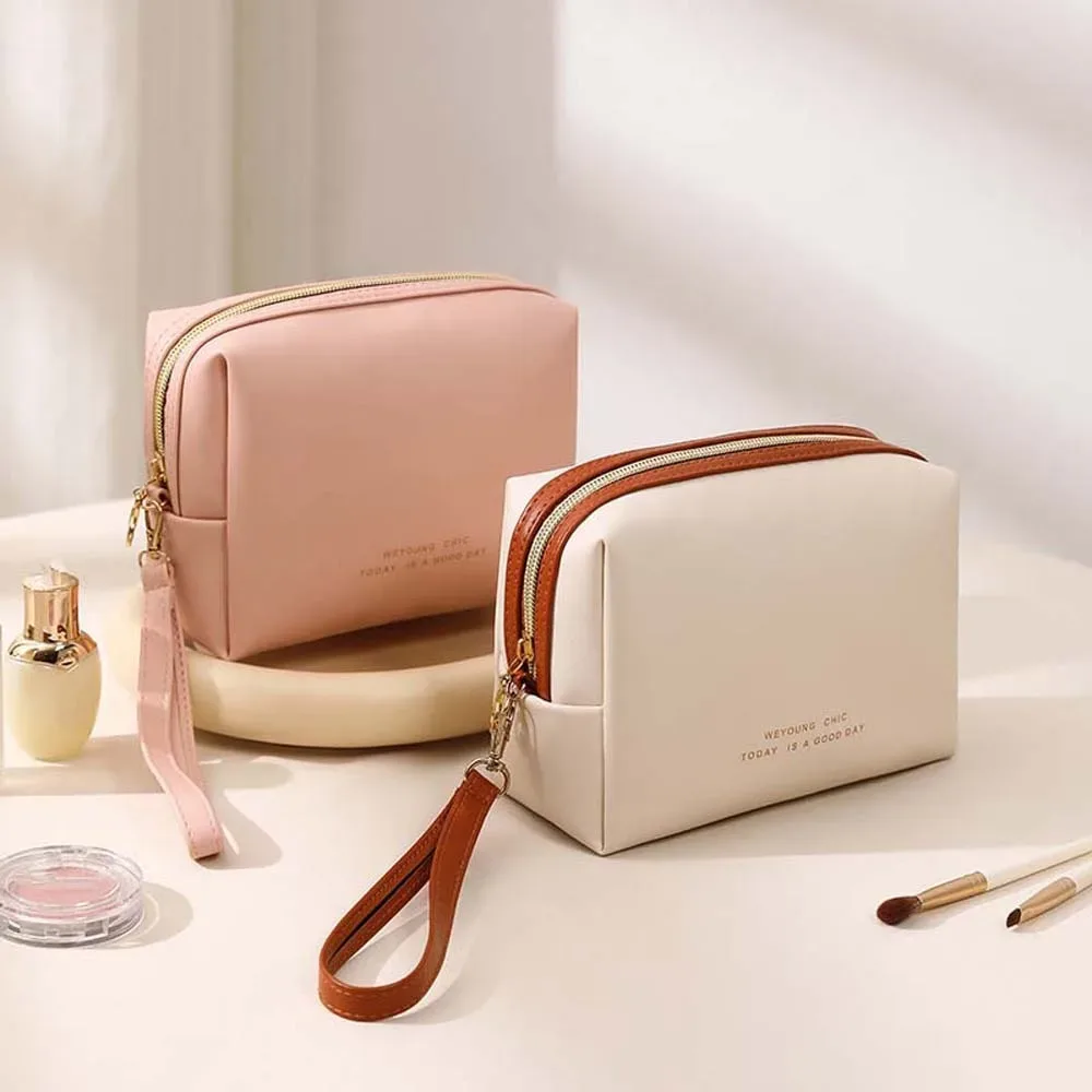 Pochette Organisateur de Sacs Portefeuille en PU, Trousse de Maquillage Multifonctionnelle, Organisateur de Toilette, Trousse de Lavage, Pochette Cosmétique Portable 3D pour Salle de Bain
