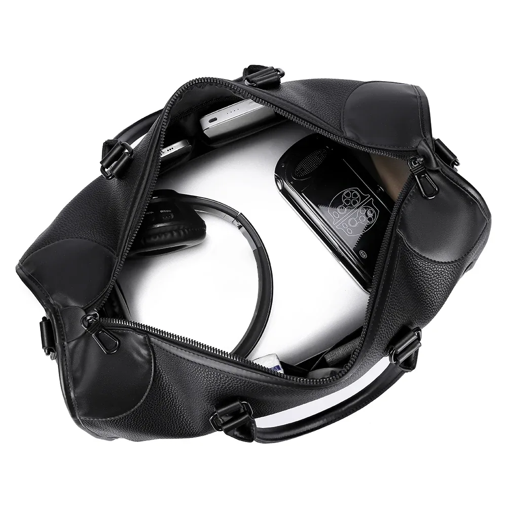 sac fourre-tout de luxe pour hommes, grande capacité, avec compartiment pour ordinateur portable de 15,6 pouces, en matériau pu imperméable, léger, pour les voyages, la salle de sport, l'école