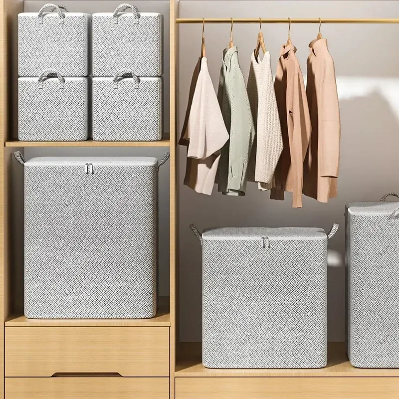 sac de rangement pliable en tissu non tissé de grande capacité avec poignée, organisateur de garde-robe anti-poussière pour vêtements, couvertures et jouets