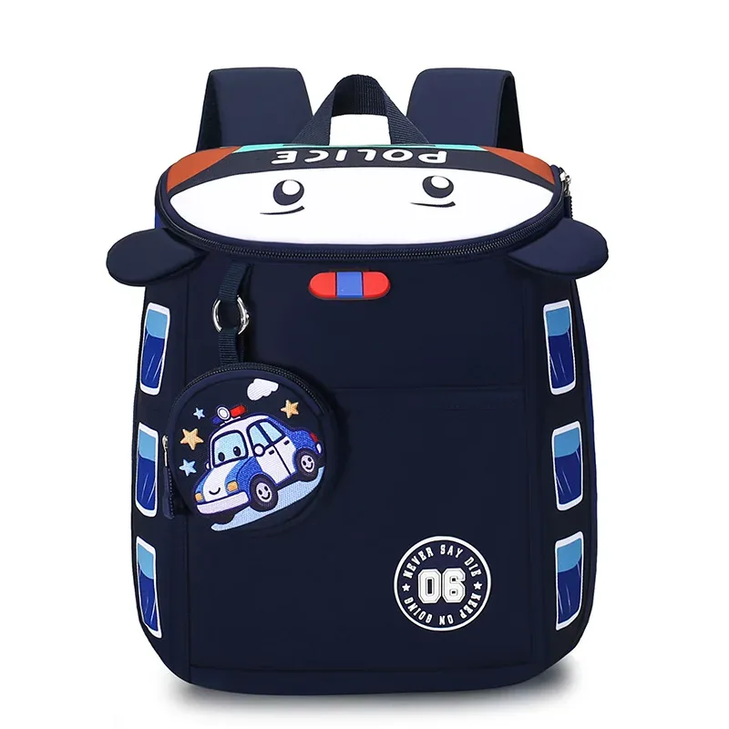 sac à dos léger en nylon pour élèves de maternelle, motif voiture de dessin animé mignon, sac à dos imperméable à double épaule pour enfants