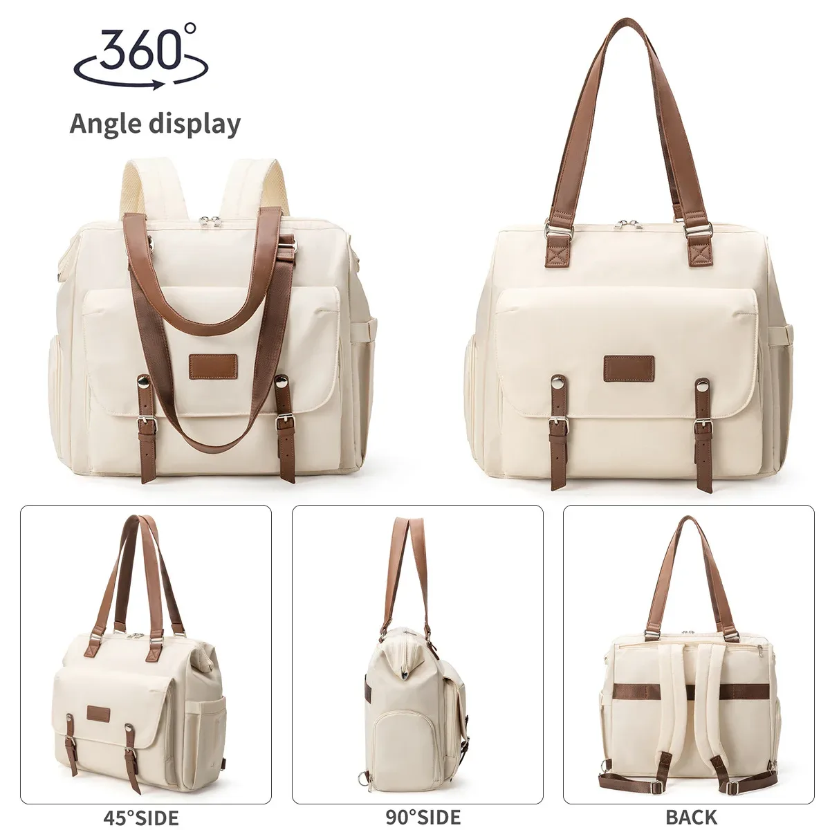 sac à dos fourre-tout léger multi-poches pour maman et bébé, sac à langer convertible en sac à bandoulière avec bretelles rembourrées