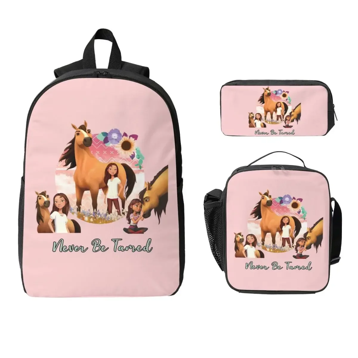 sac à dos spirit riding free, sac à livres pour étudiants, sac d'école, sacs à bandoulière pour ordinateur, 3 sacs à déjeuner isothermes, trousse à crayons