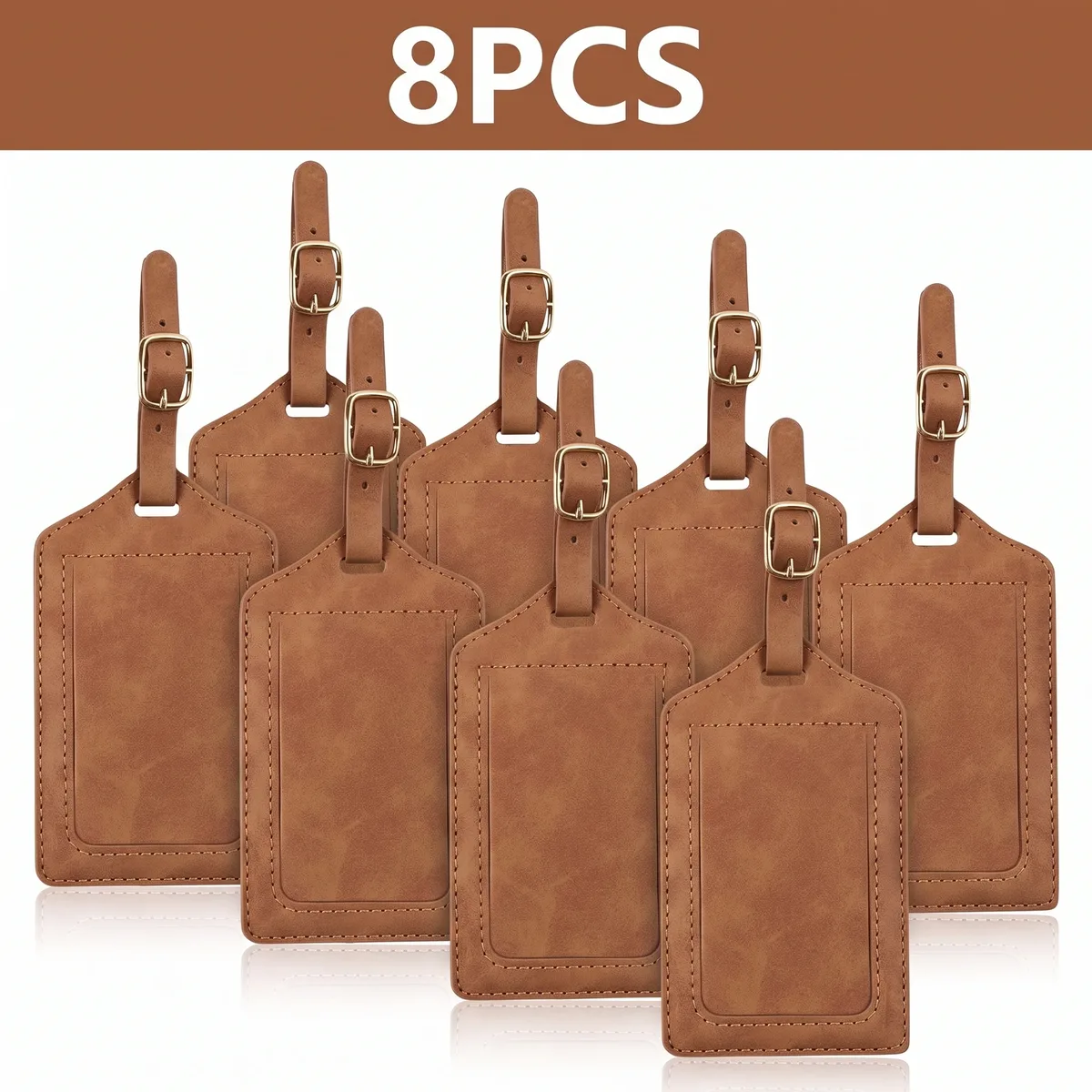 étiquette de bagage en cuir pu, 3/5/8 pièces, boucle métallique réglable, étanche, anti-perte, pour sac à dos, sac de golf