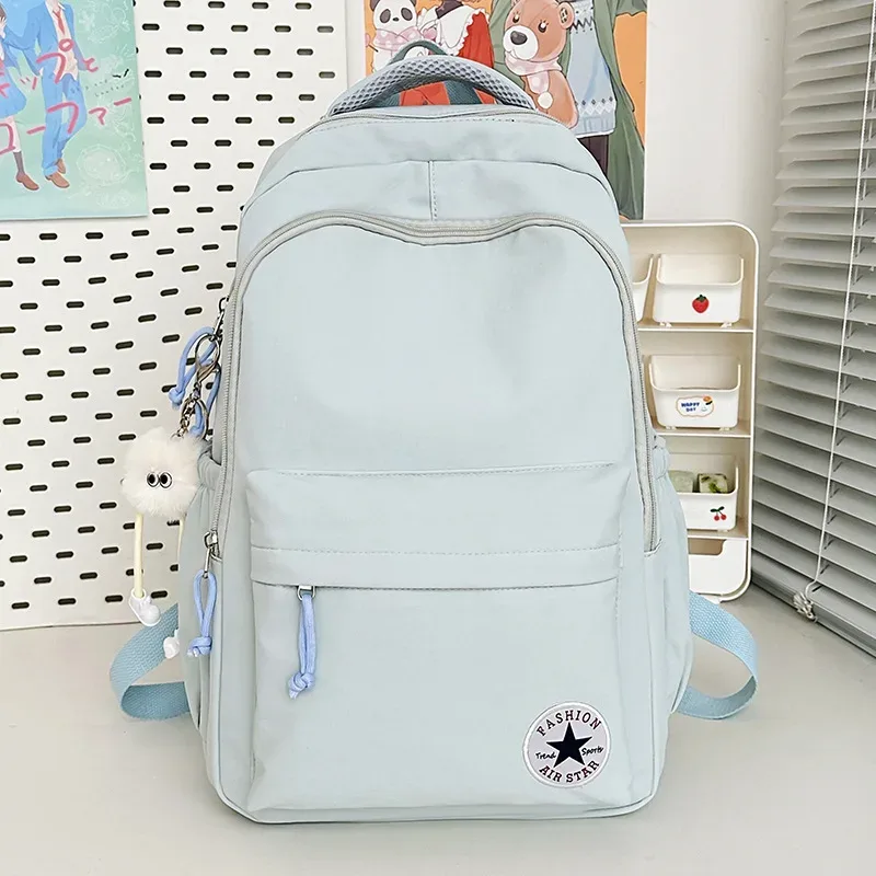 sac à dos décontracté de style universitaire, couleur bonbon, grande capacité, en nylon imperméable, pour l'école, les voyages et les ordinateurs