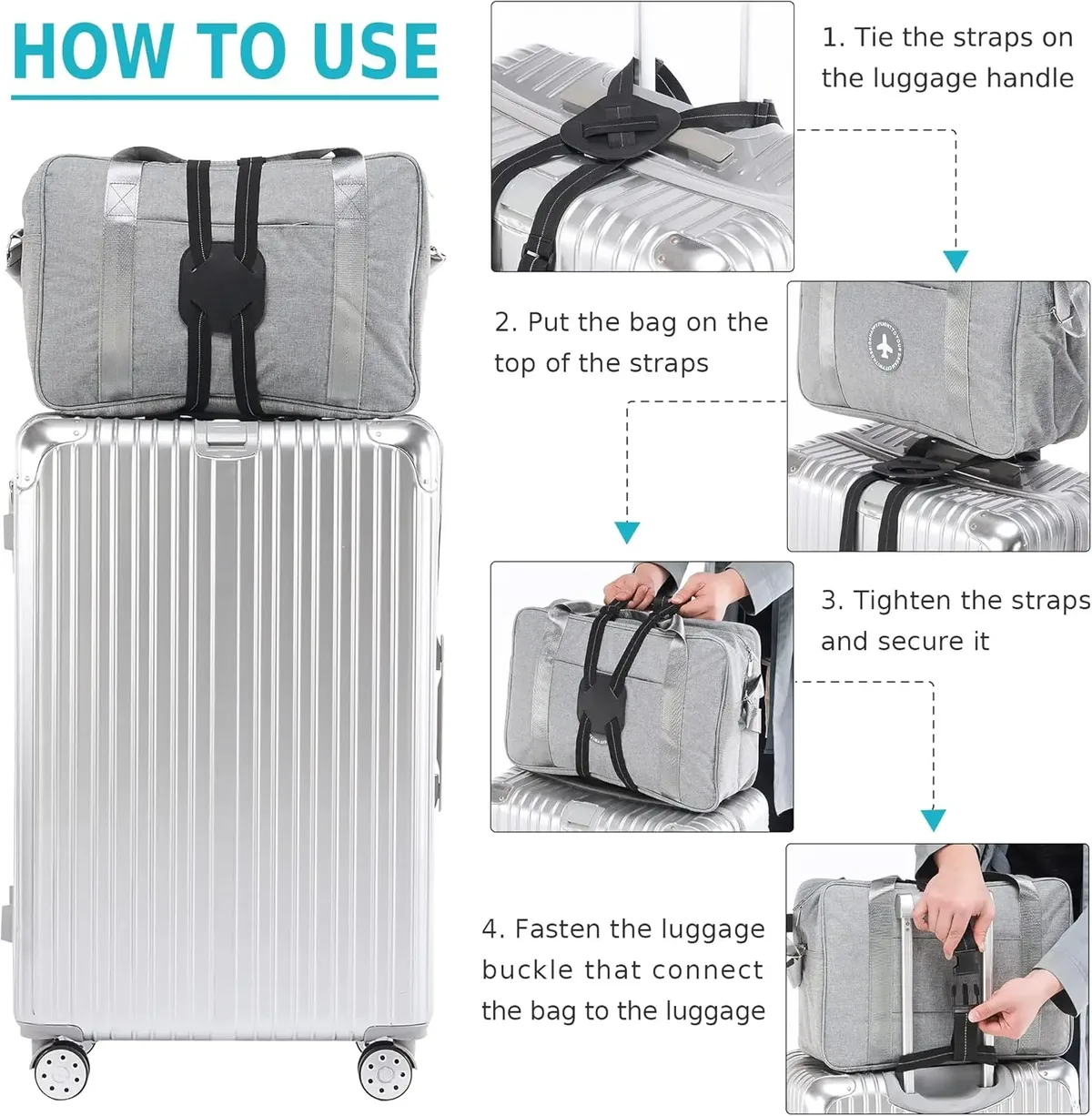 sangles à bagages pour valises, sangles élastiques pour fixer les sacs, essentiels de voyage pour valises, ajouter un sac