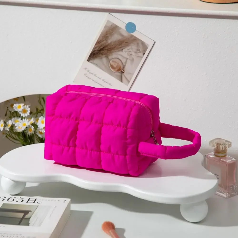 sac de maquillage portable au toucher doux, grande capacité, couleur unie, sac cosmétique multifonctionnel, trousse de toilette pour la maison et les voyages