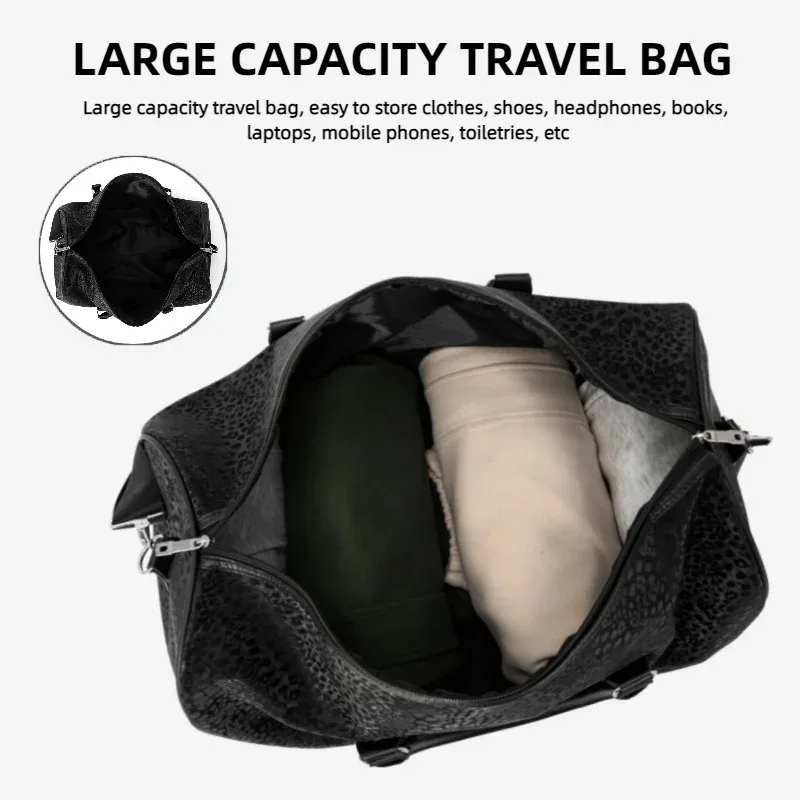 sac de voyage d'affaires pour homme, sac à main noir à motif léopard, compatible avec un ordinateur portable de 16 pouces, sac de voyage pour les déplacements professionnels et les vacances