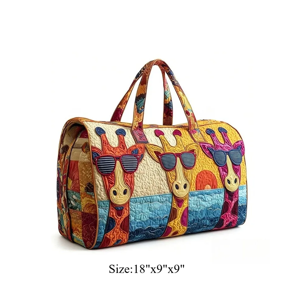 sac de voyage matelassé, sac de week-end, imprimé girafe 3d, bagage à motif animal africain, sac à main pour les vacances, la plage, le camping