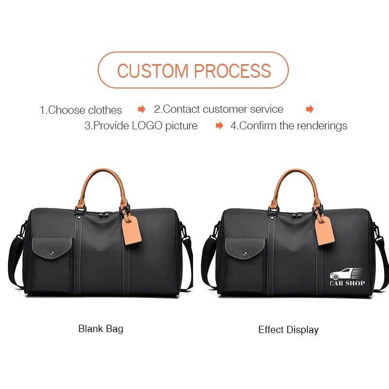 sac de voyage personnalisé de grande capacité, sac à bandoulière imperméable, sac de voyage en cuir pour homme, sac à main, sac d'affaires avec logo imprimé