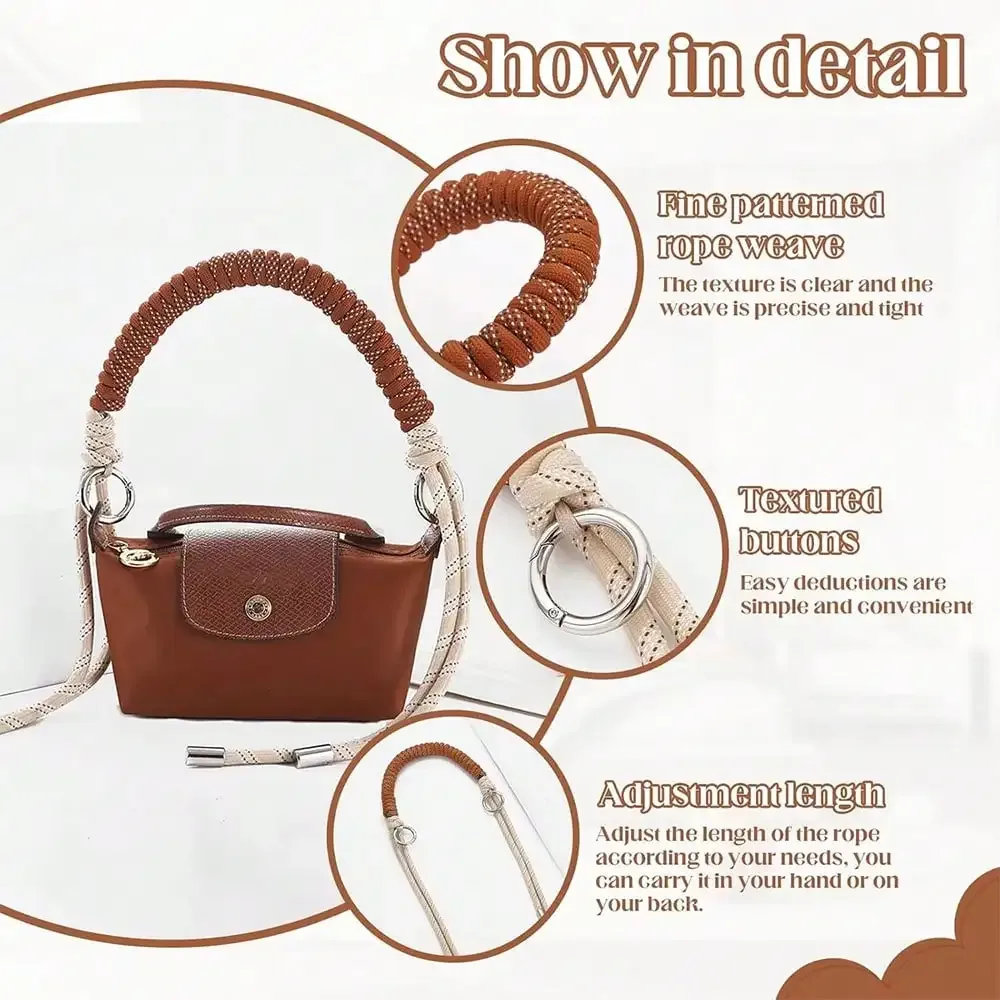bandoulière tissée à la main tendance, adaptée aux sacs à main, sacs à bandoulière, bandoulière de remplacement pour sacs de femme