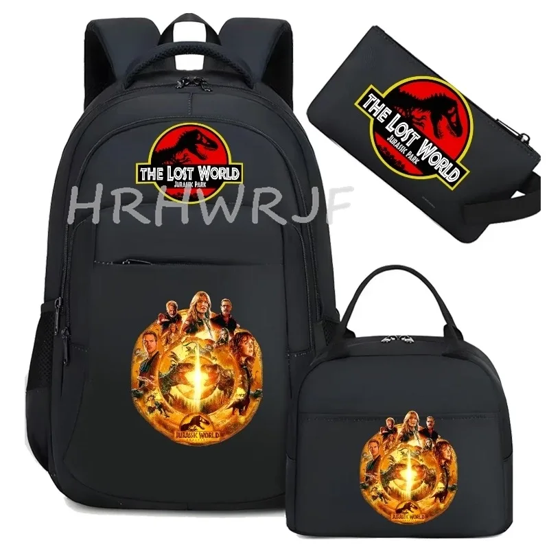 sac à dos jurassic world park, sac à dos de voyage camouflage dinosaure avec sacs à lunch, sacs d'école pour ordinateur portable pour femmes et hommes, 3 pièces