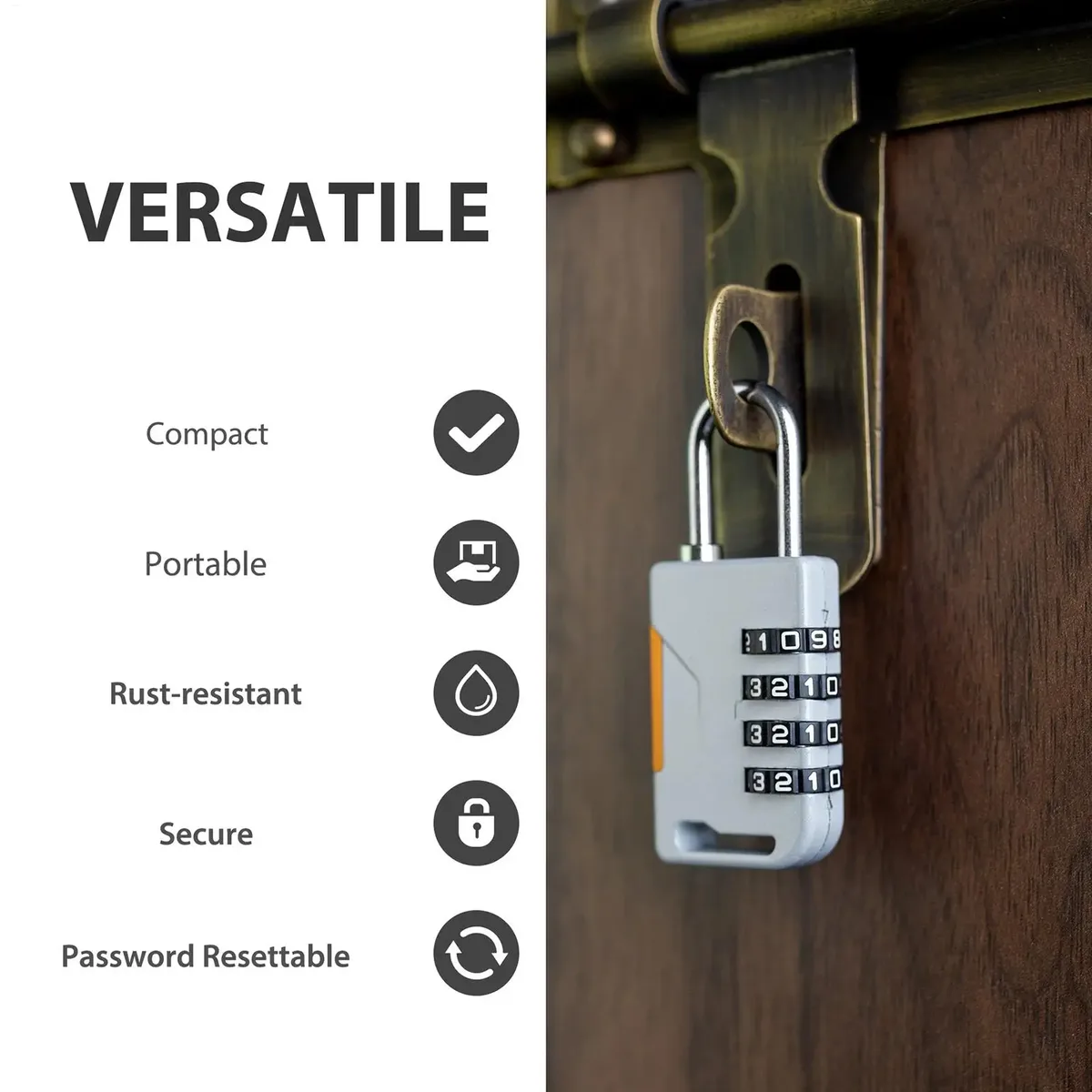 cadenas à combinaison robuste à 4 chiffres en alliage de zinc, étanche, pour bagages, valises, casiers, sacs de sport et voyages