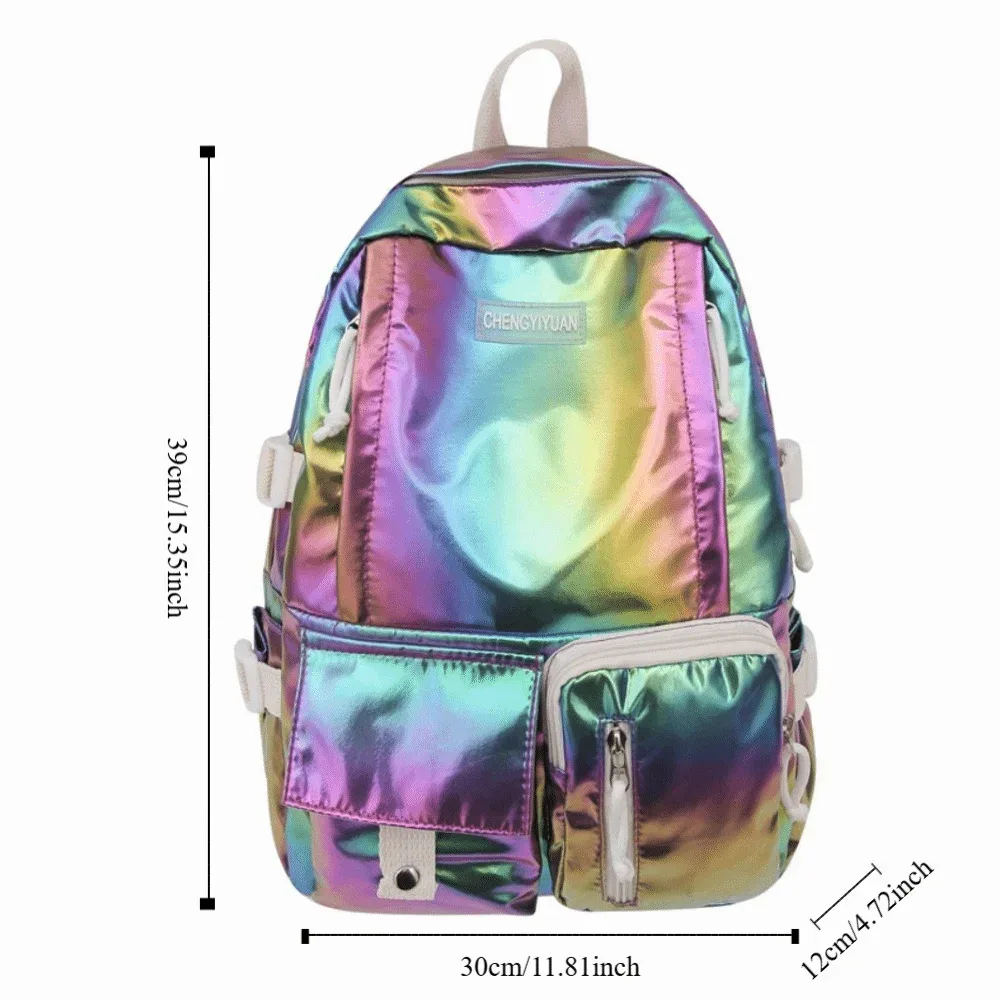 sac à dos laser créatif multi-poches, grande capacité, sac à main, sac d'école pour étudiants, sac de voyage de style coréen, sac à bandoulière, sac d'extérieur