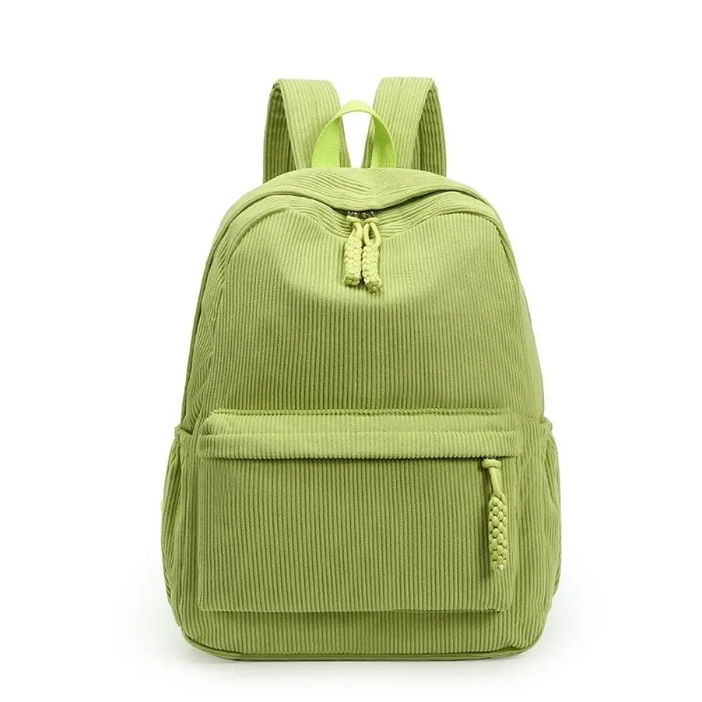 sac à dos léger en velours côtelé, grande capacité, couleur unie, sac d'école pour étudiants, sac à dos portable de style japonais pour femmes