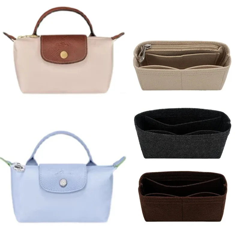 1/2 pièces à la mode feutre insérer sac organisateur maquillage organisateurs doublure parfait pour la marque femmes sacs à main sacs à cosmétiques sac accessoires