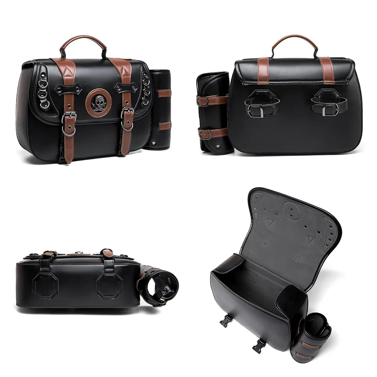 sacoche de moto en cuir pu, sac latéral étanche, accessoires de moto, nouveau