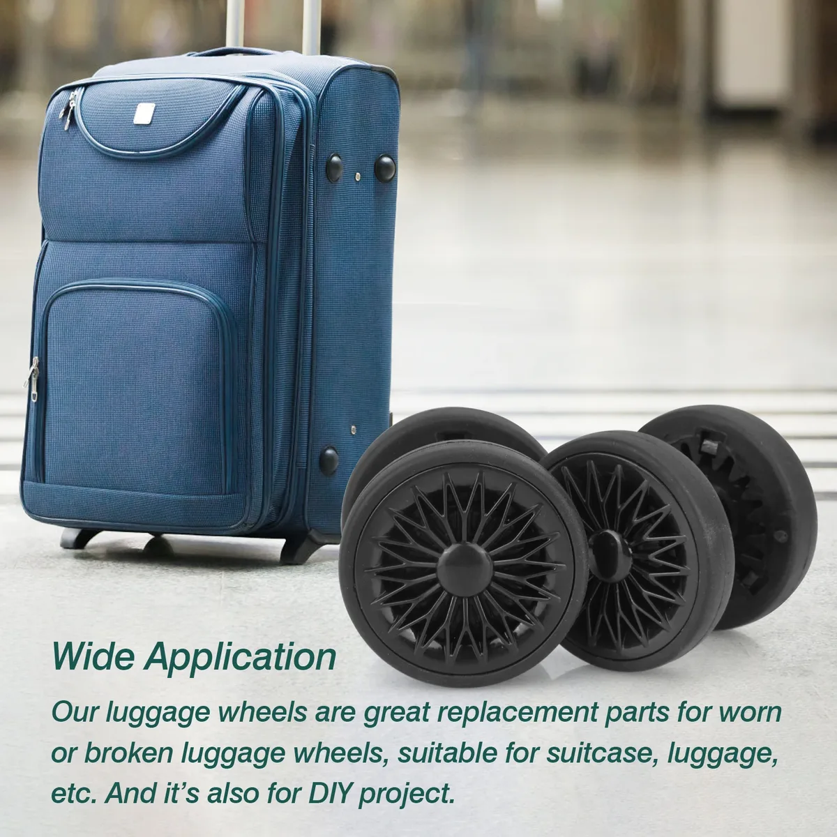 8 roues de rechange noires pour valise de voyage, avec vis, 55 mm, pièces de réparation pour roulettes de valise