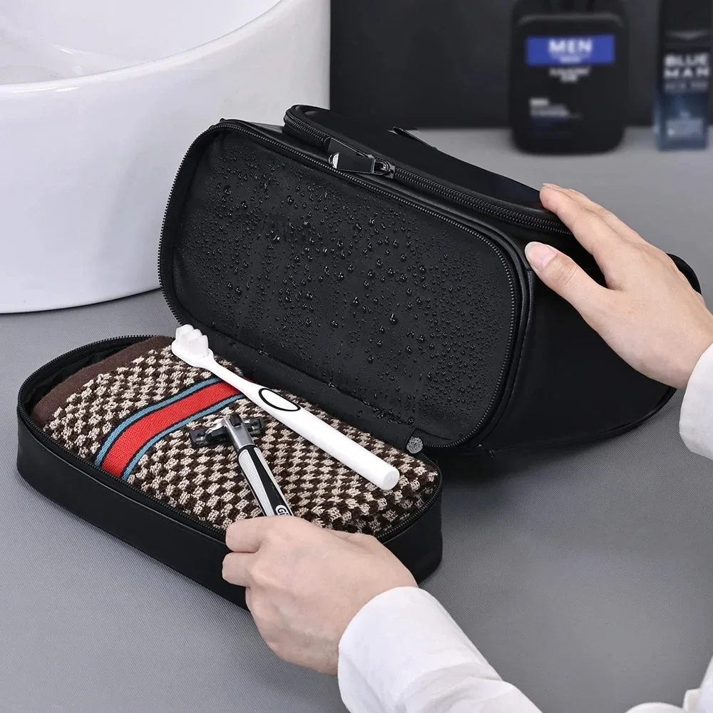 trousse de toilette d'affaires transfrontalière pour hommes, sac de maquillage étanche multifonctionnel haut de gamme de grande capacité, sac de rangement à main