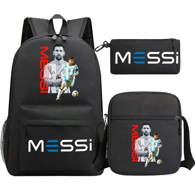 lot de 3 sacs à dos messi en nylon, simples, pour le sport, avec compartiment pour ordinateur portable, sacs à dos décontractés pour l'école, les voyages et les trajets quotidiens
