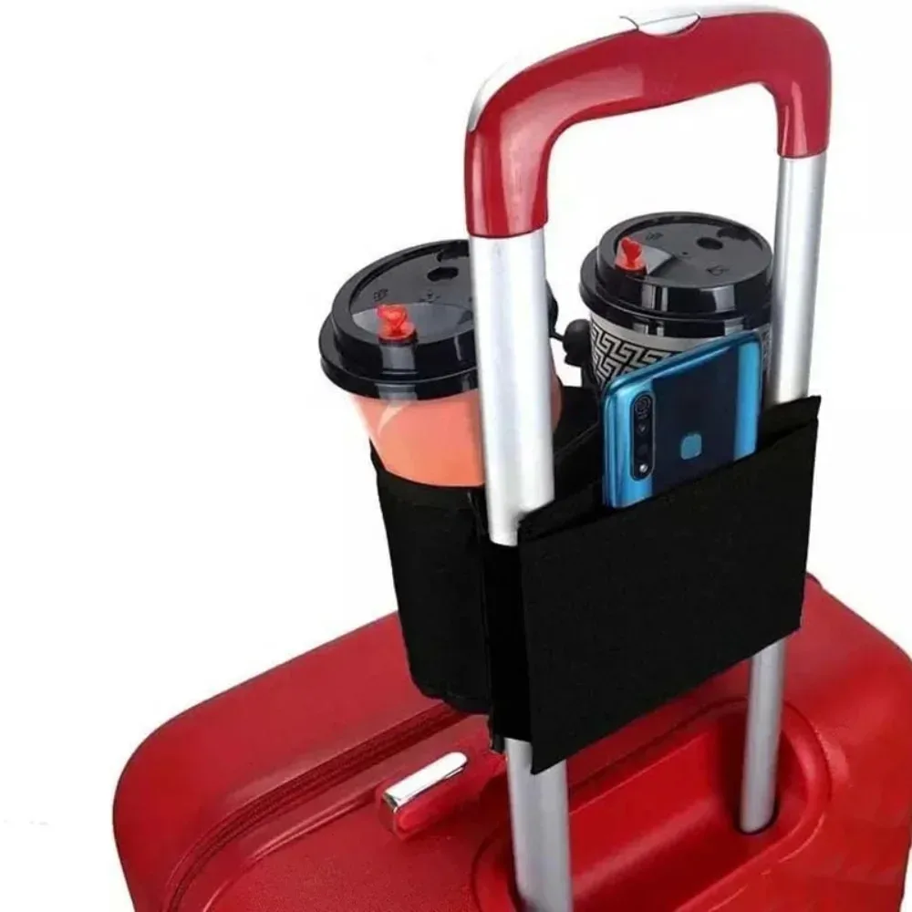 porte-bouteille d'eau pour poignée de bagage, pochette de rangement double pour gobelets, porte-boissons réglable avec cordon de serrage pour valise de voyage