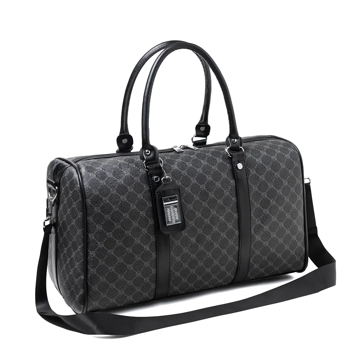 sac de voyage noir à fermeture éclair pour hommes, double poignée avec bretelles larges, tissu imperméable, résistant à l'usure, facile à nettoyer, pour les voyages, les voyages, les affaires, les vêtements, les livres