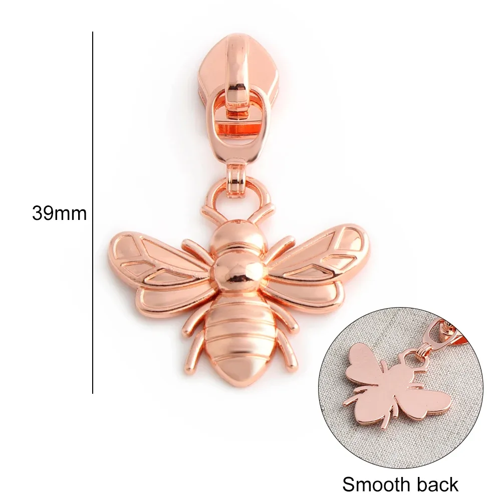 5/10/20 pièces en forme d'abeille 5 #   têtes de fermeture éclair pour fermetures éclair en nylon, tirettes de fermeture éclair pour sacs, vêtements, bagages, kit de réparation, accessoires de couture diy