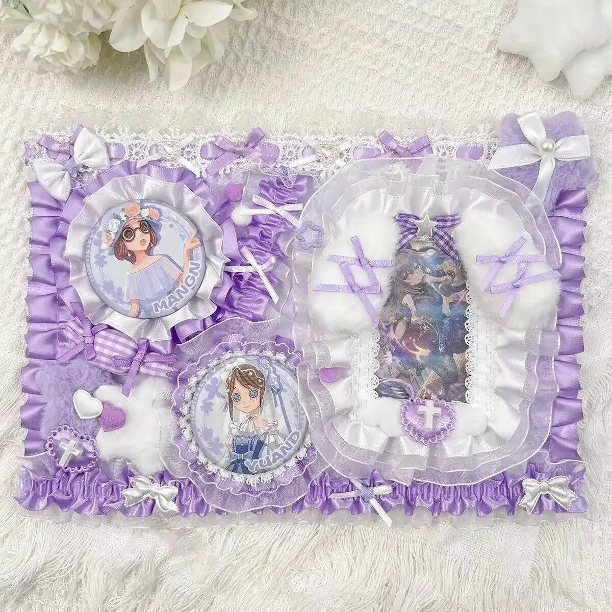 accessoires pour sac ita : porte-cartes et porte-badges anime, organisateur de broches et épingles en ruban et dentelle, insert décoratif pour sac ita, présentoir et rangement pour badges